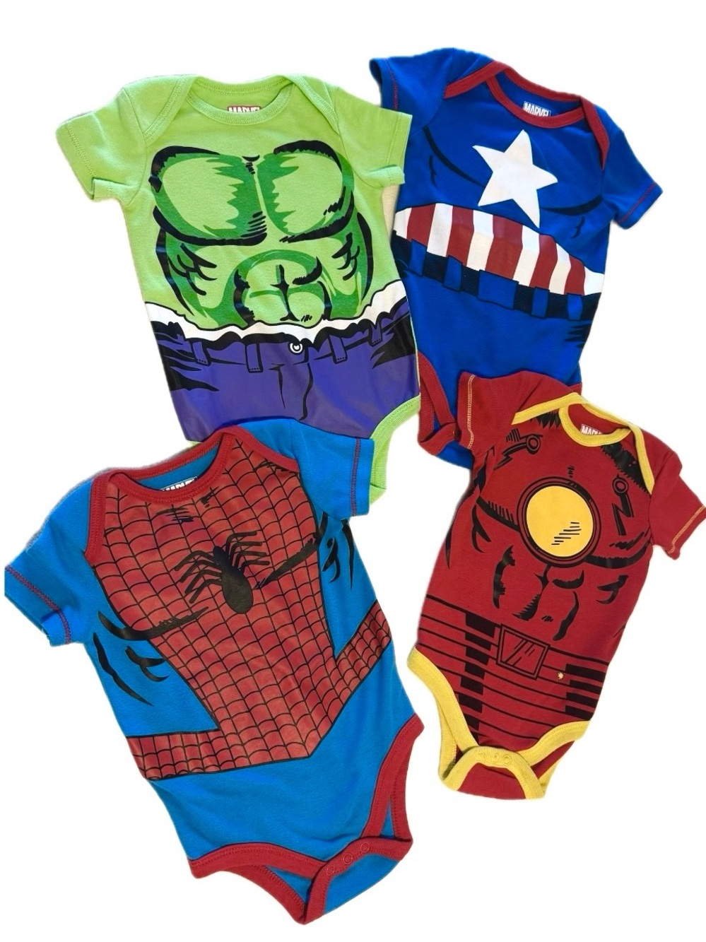 Marvel Avengers Baby Boy Cosplay Bodysuits Lot of 4 Size 12M